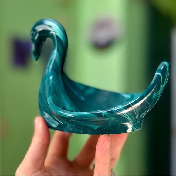 Vintage Turquoise Green Swan Retro Cottagecore Farmhouse Soap Bar Holder Dish - Picture 4 of 11